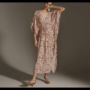 Anthropologie Floral Blush Maxi Dress